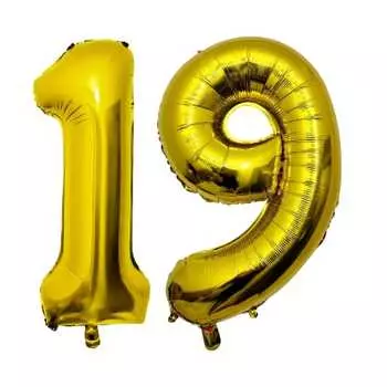 Большой номер 19 шаров для дня рождения, набор для украшения воздушными шарами на день рождения, золотистый 40 дюймов, 100 см (19)