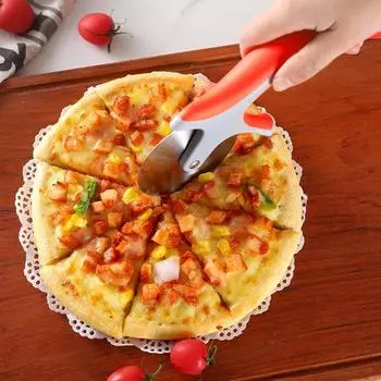 Большой нож для пиццы, лезвие из нержавеющей стали, защита пальцев, удобная ручка, дизайн премиум-класса, универсальный слайсер для пиццы, лепешек, овощей, сэндвичей красный/серый