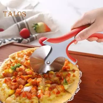 Большой нож для пиццы, лезвие из нержавеющей стали, защита пальцев, удобная ручка, дизайн премиум-класса, универсальный слайсер для пиццы, лепешек, овощей, сэндвичей серый/красный