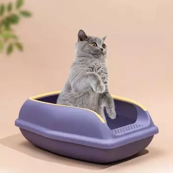 Большой объем открытый кошачий туалет пластиковый кошачий туалет кошачий песочница туалет для домашних животных подстилка для дома S синий