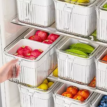 Большой органайзер для холодильника, пищевой контейнер для хранения фруктов, не содержащий бисфенол А, двухслойный дизайн, ящик для хранения яиц S