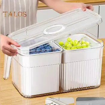 Большой органайзер для холодильника, пищевой контейнер для хранения фруктов, не содержащий бисфенол А, двухслойный дизайн, ящик для хранения яиц S