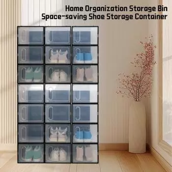Большой органайзер для обуви, складная конструкция, пылезащитный, легко моется, экономит место, прозрачная витрина для обуви с крышкой