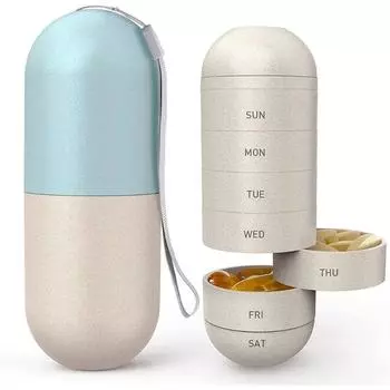 Большой отсек, влагостойкий органайзер для еженедельных таблеток, путешествия, пеший туризм, 7-дневный ящик для таблеток, чехол для хранения таблеток, витаминов, рыбьего жира 1Pcs
