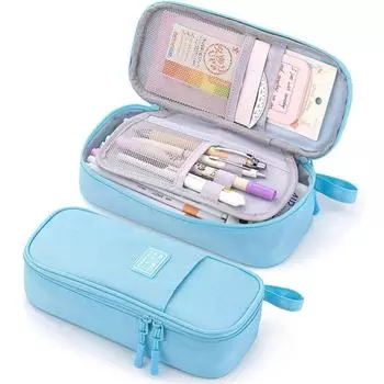 Большой пенал для девочек, большая вместимость, пенал, канцелярский органайзер, портативная офисная косметичка чёрный