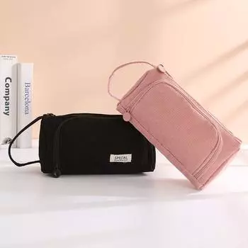 Большой пенал с отделениями большой вместимости, холщовый пенал, органайзер для стола для подростков, мальчиков, девочек, школьников, офиса