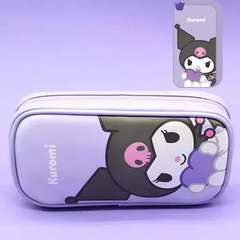 Большой пенал Sanrio, натуральный, плюшевый пенал, пишущий инструмент, канцелярские принадлежности, школьные принадлежности, 1 шт., Kuromi