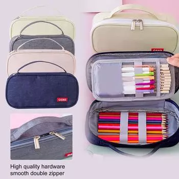 Большой пенал, вместительный пенал для канцелярских ручек, сумка для хранения большой емкости, держатель, органайзер для маркерных ручек для женщин и мужчин One Size бежевый