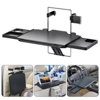 Большой поднос для рулевого колеса автомобиля, подставка для подголовника заднего сиденья с держателем для телефона, универсальный,