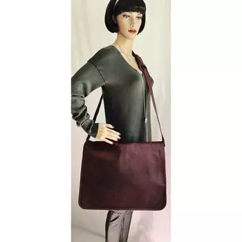 Большой портфель для ноутбука ручной работы из вощеной козьей кожи в деревенском стиле 17 x 13 x 4 in коричневый