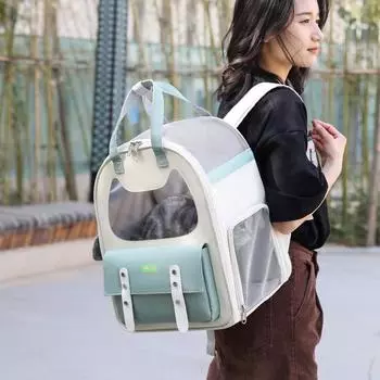 Большой пространственный рюкзак из ткани Оксфорд для домашних животных для кошек и собак, сумка для закусок для выгула собак, уличная сумка для товаров для домашних животных зелёный