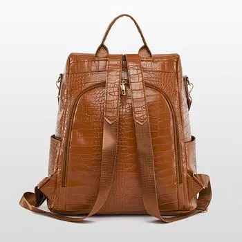 Большой противоугонный рюкзак из искусственной кожи, сумка через плечо с рисунком крокодила, водонепроницаемый рюкзак для школьной библиотеки чёрный