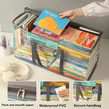 Большой прозрачный держатель для хранения DVD CD, легко застегивающаяся сумка-органайзер для переноски комиксов, прозрачная сумка для коллекции 60x25x30cm чёрный
