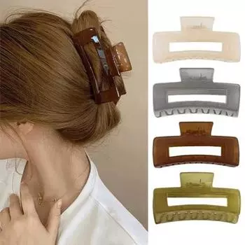 Большой прозрачный желеобразный коготь для волос для женщин и девочек, пластиковый прямоугольный зажим для волос на затылке, ванна, душ, коготь для волос в форме акулы, аксессуары для волос серый