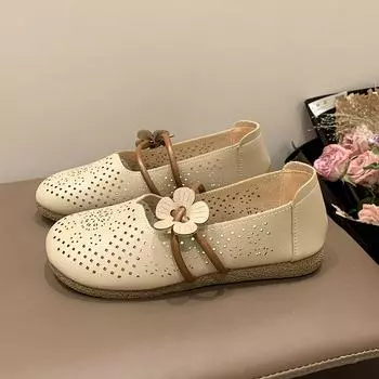 Большой размер 36–42, летние полые резные дышащие туфли-горошки, сабо, слипоны, слипоны 36 хаки