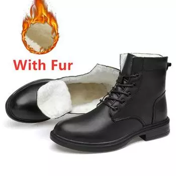 Большой размер 37-47 Мужские ботинки из натуральной кожи Зимние теплые ручной работы Деловая снежная обувь Мужская обувь из натуральной кожи Роскошная мужская обувь 43