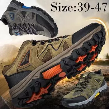 Большой размер 39-47Мужские ботинки Мужская зимняя обувь Нескользящие износостойкие зимние ботинки Спортивная обувь Уличная походная обувь 39 серый