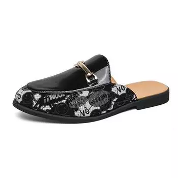 Большой размер 45 46 Летние полуботинки Мужские мюли Без задника Лоферы Тапочки Кожаные полузакрытые Повседневная обувь Мужские шлепанцы Плоские сандалии 38