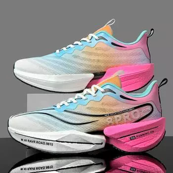 Большой размер 45 Carbon Plate Marathon Shoes Men Casual Sneakers Удобные легкие спортивные кроссовки для бега унисекс Tenis Walking Shoes 37 розовый