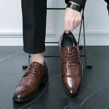 Большой размер 46, весна и осень, новый деловой узор под крокодила, повседневные туфли из кожи с острым носком, большой размер, британская модная мужская обувь 38