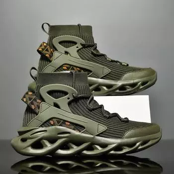 Большой размер 46 высокие кроссовки мужские ботильоны повседневные кроссовки удобные легкие спортивные кроссовки для мужчин теннис ходьба обувь для спортзала 45 зелёный