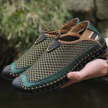 Большой размер 47,48. Кожаная обувь ручной работы. Новые дышащие туфли с сеткой. Летняя мужская обувь с дырочками. Летняя мужская обувь 38-48. 38 белый