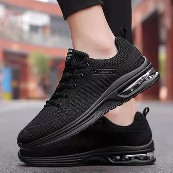 Большой размер 47 мужская обувь осень 2024 новая сетчатая дышащая повседневная обувь спортивная беговая обувь мужская дорожная обувь 37 чёрный