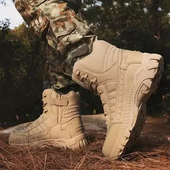 Большой размер 47 мужские ботинки легкие высокие мотоциклетные ботинки уличные нескользящие мужские походные ботинки модная мужская обувь для пустыни 39 чёрный