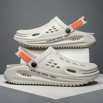 Большой размер 47 мужские сабо с мягкой подошвой дышащие пляжные тапочки мужские домашние тапочки уличные нескользящие тапочки пляжная обувь тапочки 38-39 бежевый