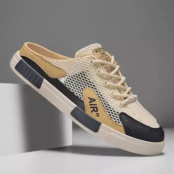 Большой размер 47 роскошные мужские полутапочки сандалии удобная повседневная обувь мужская мода кроссовки для отдыха мужские тапочки сланцы обувь мужская 46 бежевый