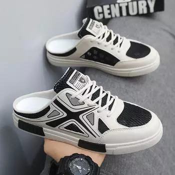 Большой размер 47 роскошные мужские полутапочки сандалии удобные дышащие повседневные туфли мужские модные кроссовки для отдыха мужские тапочки сланцы обувь мужская 46 белый