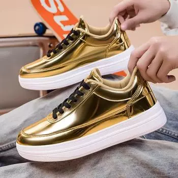 Большой размер 47, золотые мужские туфли, кроссовки, мужская повседневная обувь, дышащая, удобная, роскошная, массивная, для отдыха, обувь для мужчин, кроссовки, обувь для бега 47 золотой