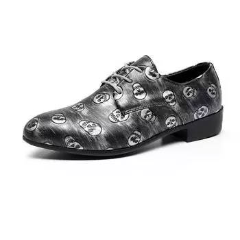 Большой размер 48 49 50 Мужские кожаные туфли на шнуровке с принтом Модные повседневные оксфорды Стильные из искусственной кожи Вечерние для платья Повседневные для офиса 40