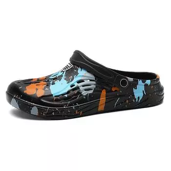 Большой размер 49 Летние мужские сабо Летние уличные толстые подошвы Нескользящие пляжные туфли Повседневные дырчатые туфли Мягкие тапочки Eva Садовые сабо 39 белый