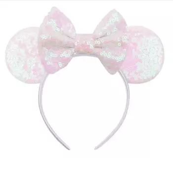 Большой размер 9,5 см Матовая розовая повязка на голову с мышиными ушками для девочек 5-дюймовый бант Вечеринка Повязка для волос Фестиваль DIY Аксессуары для волос Женщина Size fits all