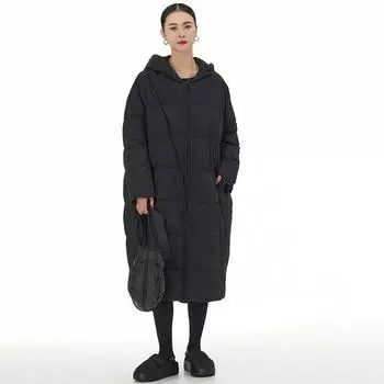 Большой размер белая утиная пуховая куртка женская зимняя 2024 свободная модная теплая куртка с капюшоном прилив M чёрный