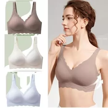 Большой размер, бесшовный стальной ободок, интегрированное тонкое нижнее белье для сна, женский красивый бюстгальтер на спине 75B шампанского