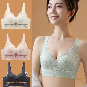 Большой размер без стального кольца антипровисающий бюстгальтер нижнее белье женские тонкие стили собирают летний тип регулировки для сбора вторичной груди 34/75B
