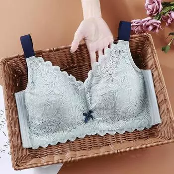 Большой размер без стальных колец бюстгальтер со сборками закрытая грудь верхняя поддержка полная чашка тонкий бюстгальтер 34/75B зелёный