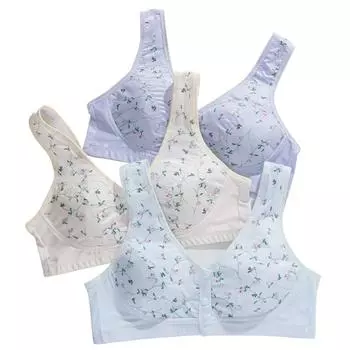 Большой размер, бюстгальтер на пуговицах спереди, женское беспроводное хлопковое нижнее белье для женщин, супер тонкий бюстгальтер для кормления с вышивкой 4XL