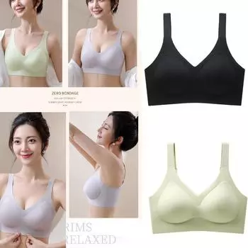 Большой размер бюстгальтера бесшовный антипровисающий спортивный нижнее белье с подгрудной частью и без стального кольца для худых женщин 75B зелёный
