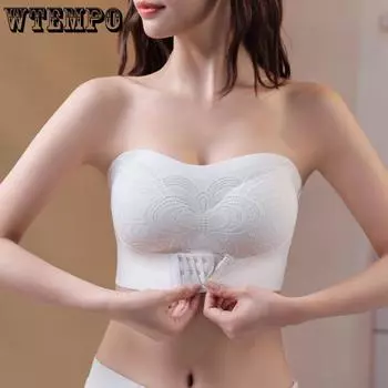 Большой размер бюстгальтера без бретелек для женщин, антискользящий бюстгальтер со сборками, антипровисающий бюстгальтер без бретелек, летний тонкий бюстгальтер M белый