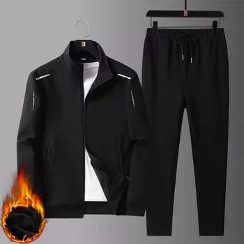 Большой размер для папы среднего возраста, свободная повседневная куртка, спортивный костюм для папы среднего возраста 5XL чёрный