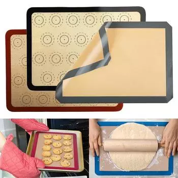 Большой размер для раскатывания теста для торта, силиконовый коврик для выпечки печенья макарон, инструменты для выпечки кондитерских изделий, 1 шт. коврик с антипригарным покрытием S чёрный