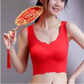 Большой размер фиксированной чашки бесшовное нижнее белье женское тонкое большая грудь показать маленький бьюти жилет типа амортизация спортивная коллекция бюстгальтер чехол для груди 75B чёрный