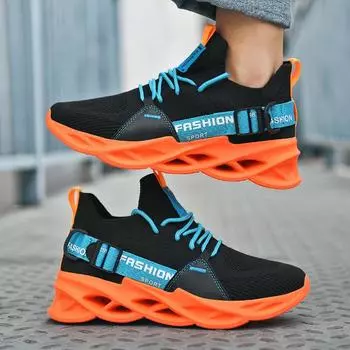 Большой размер корейской версии модных повседневных кроссовок для пар с лезвийной подошвой, кроссовки с плетением, модная обувь для папы 39