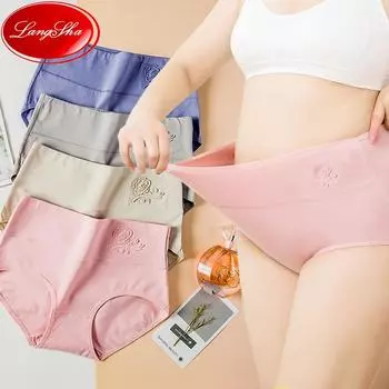 Большой размер M-5XL, 4 шт., трусики с высокой талией, женское хлопковое нижнее белье, бесшовные трусы с принтом, женское нижнее белье