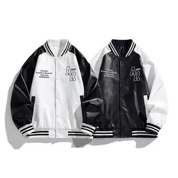 Большой размер модная брендовая куртка с воротником-стойкой повседневная весна и осень новая свободная мужская кожаная куртка для мотоциклистов M