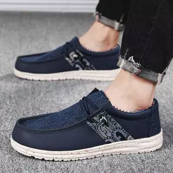 Большой размер, модная мужская парусиновая повседневная обувь, лоферы без шнуровки, обувь для вождения, мокасины, мужская обувь на плоской подошве 40 синий