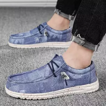 Большой размер, модная мужская парусиновая повседневная обувь, лоферы без шнуровки, обувь для вождения, мокасины, мужская обувь на плоской подошве 40 синий